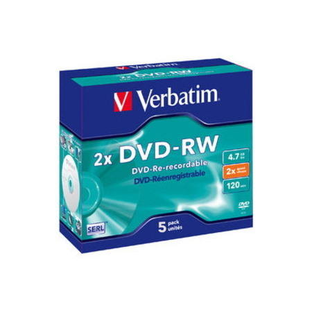 Verbatim 95044 DVD Rewritable Media - DVD-RW - 2x - 4.70 GB - 5