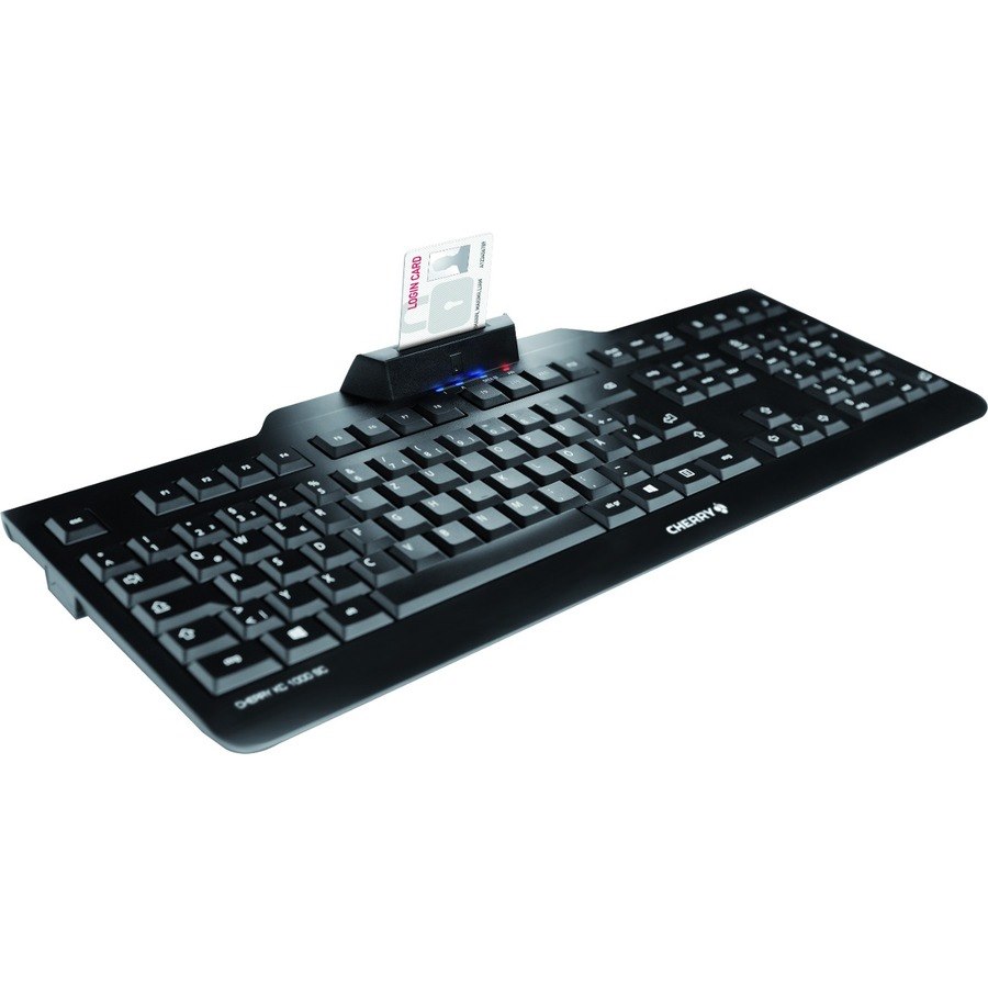 CHERRY KC 1000 SC Keyboard - Cable Connectivity - USB Interface - Spanish - Black