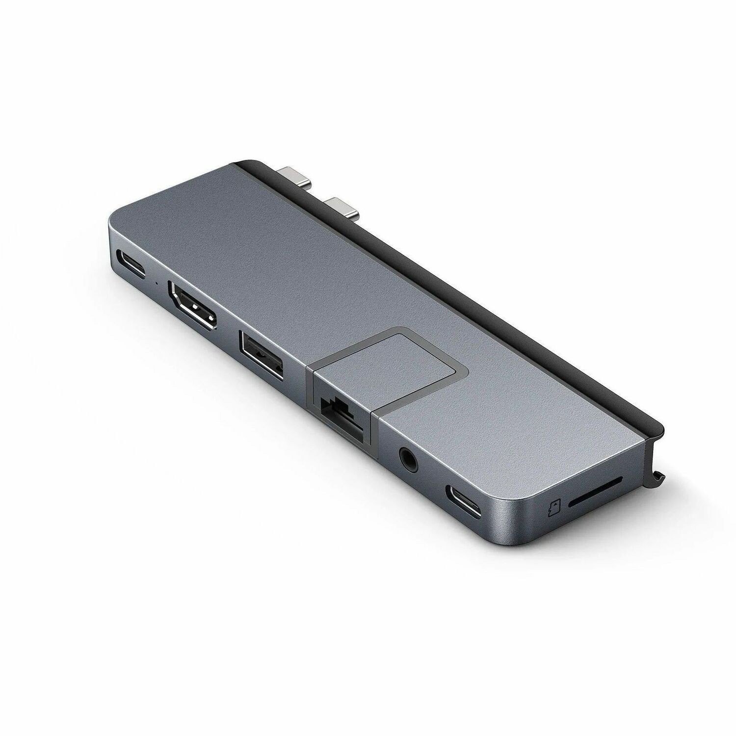 Hyper HyperDrive DUO PRO HD575-GRAY USB Type C Docking Station for Tablet PC, Desktop PC, Notebook - Charging Capability - Memory Card Reader - microSD - Grey
