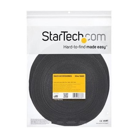 StarTech.com Hook-and-Loop Cable Management Tie - 50 ft. Bulk Roll - Black - Cut-to-Size Cable Wrap / Straps