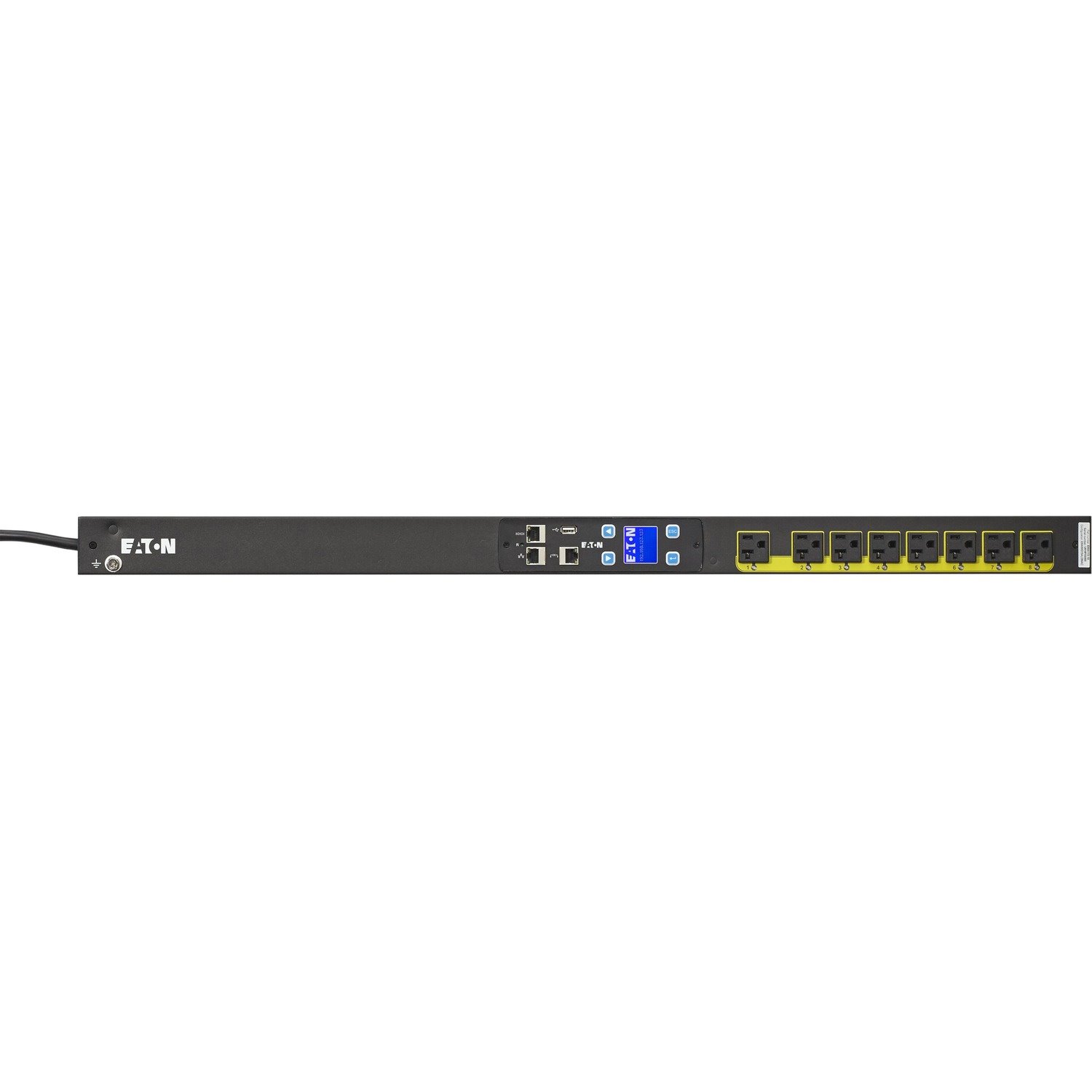 Eaton Managed rack PDU, 0U, 5-20P, L5-20P input, 1.92 kW max, 120V, 16A, 10 ft cord, Single-phase, Outlets: (8) 5-20R - TAA compliant