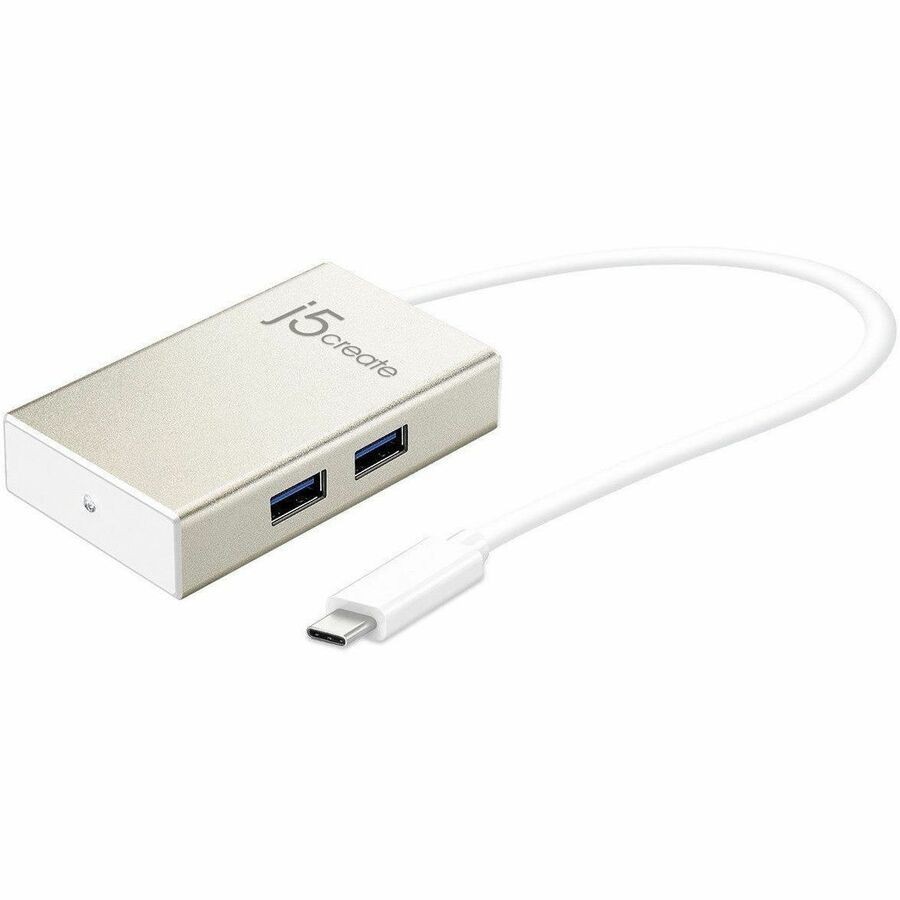 j5create JCH343 USB Hub - USB Type C - 640 MB/s - Notebook, Mouse, Keyboard, Flash Drive - Champagne Metallic