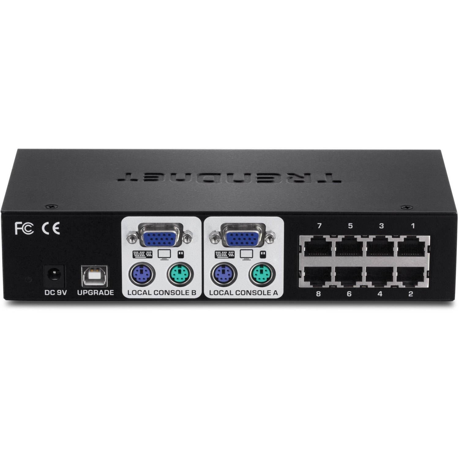 TRENDnet 8-Port CAT5 KVM Switch, CAT5 Cables up to 30m, USB, PS/2, Hot-Keys, VGA, Dual Console, TK-CAT508