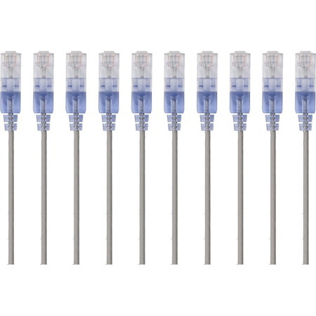 Monoprice 10-Pack, SlimRun Cat6A Ethernet Network Patch Cable, 7ft Gray