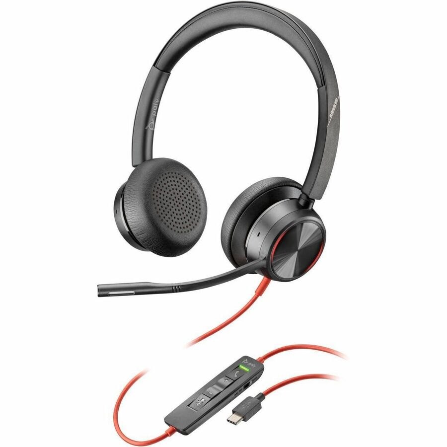 Poly Blackwire 8225 Bedraad Over het hoofd, Op het oor Stereo Headset - Zwart