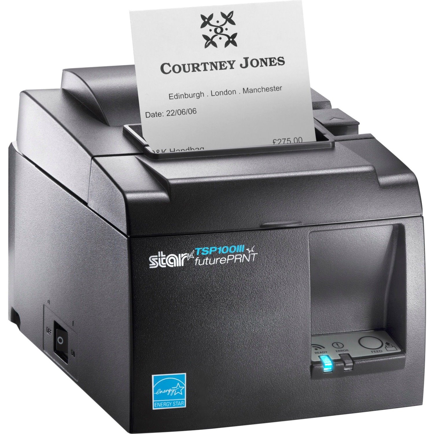 Star Micronics TSP143IIIU GRY US Direct Thermal Printer - Monochrome - Gray - Desktop - Receipt Print - 2.83" Print Width - 0.5 Second Mono - 203 dpi - Receipt - 3.15" Label Width - USB and Lightning - NO BLUETOOTH