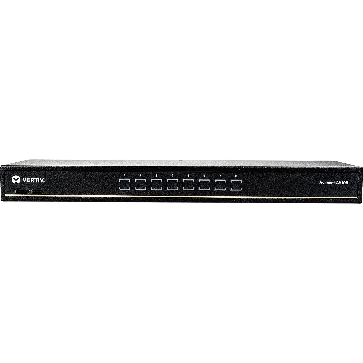 Vertiv Avocent AV108 KVM Switch | 8 port | Rackmount | Desktop | Single-User | USB | OSD | Touch Button | Hotkey | Cascade | Internal Power Supply