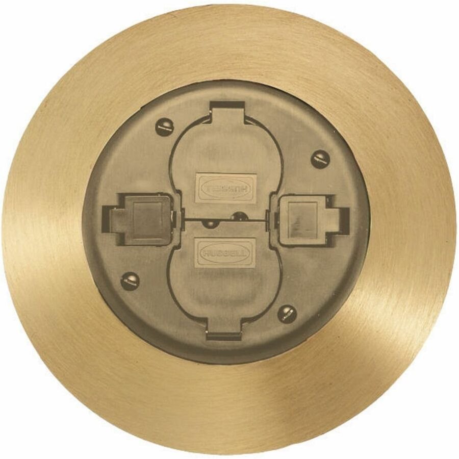 Hubbell Premise Wiring 2x2 Flush Duplex Series, Service Fitting, Brass Finish