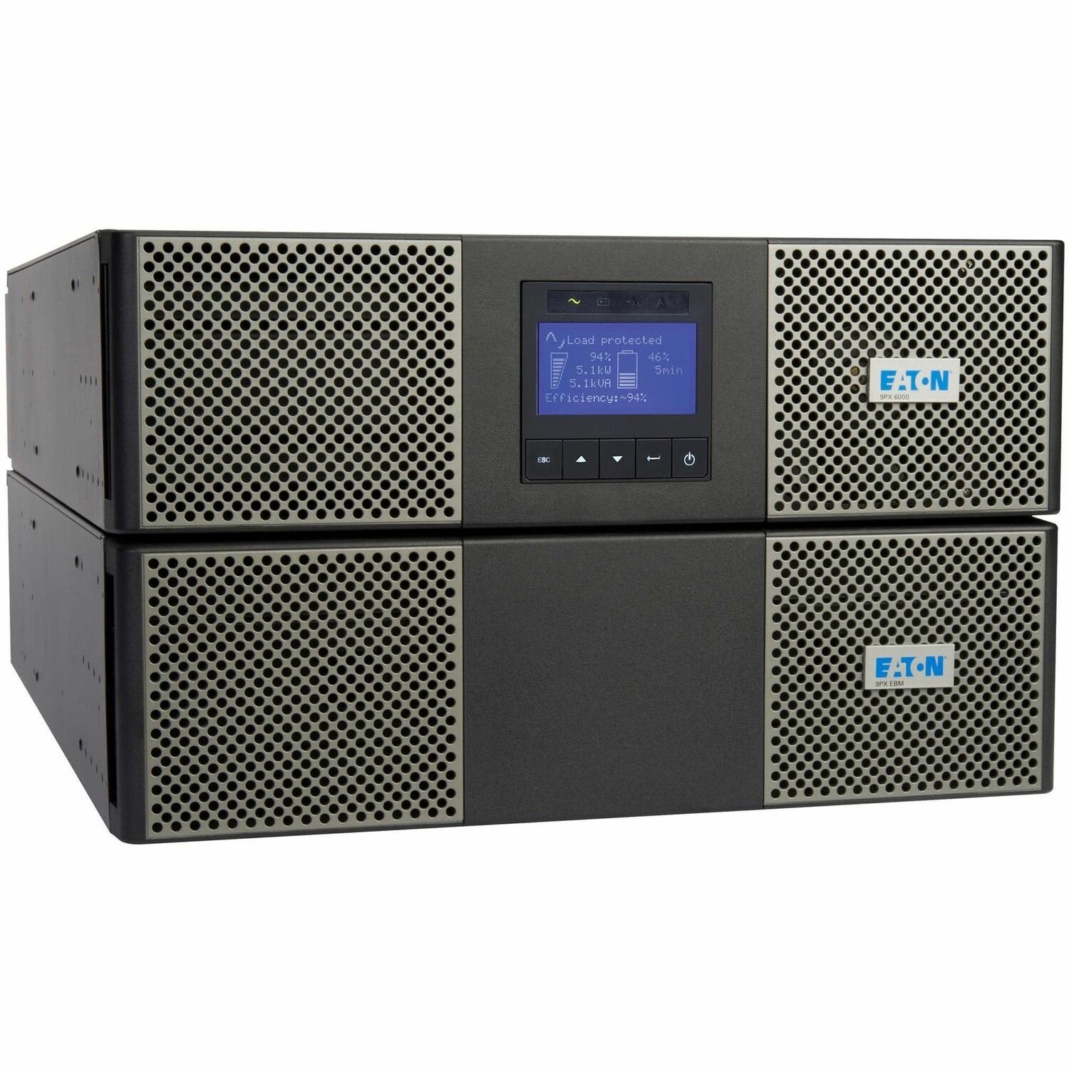 Eaton 9PX 3000VA 3000W 208V Online Double-Conversion UPS - L6-30P, 6x 5-20R, 1 L6-30R, 1 L14-30R Outlets, Cybersecure Network Card, Extended Run, 6U Rack/Tower - Battery Backup