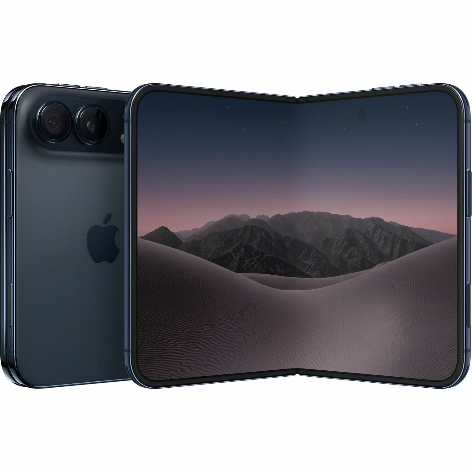 Apple iPhone Duo 1 TB Smartphone - 7.6" Flexible Folding Screen ProMotion Technology HDR10 1878 x 2670 - Hexa-core (A20 ProDual-core (2 Core)A20 Pro Quad-core (4 Core) - 12 GB RAM - iOS 27 - 5G - Night Sky