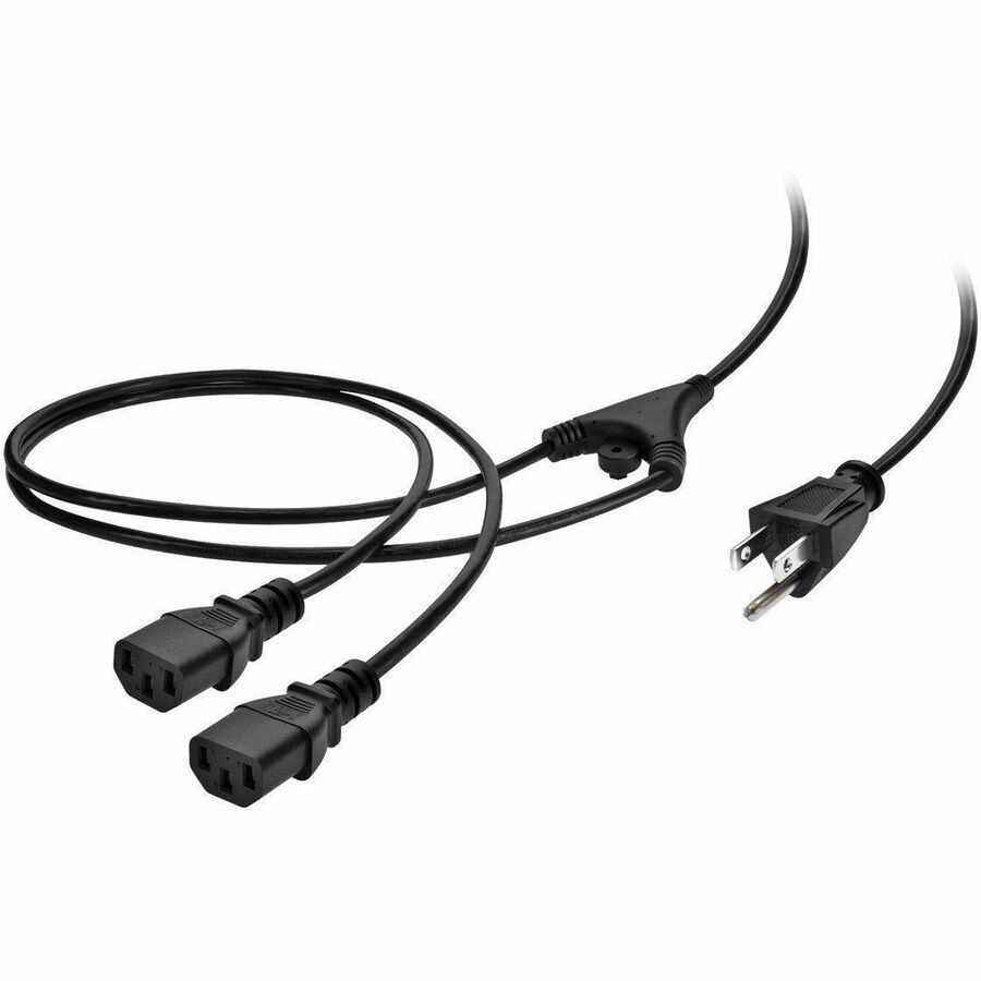 Monoprice Power Cord Splitter - Nema 5-15P To 2X Iec 60320 C13_ 18Awg_ 10A/1250W