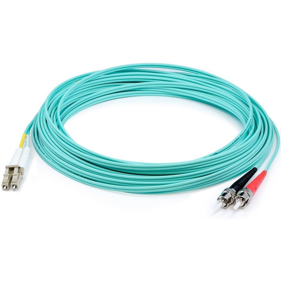 AddOn 2m ST to LC Aqua OM4 Duplex OFNR (Riser-Rated) Fiber Patch Cable