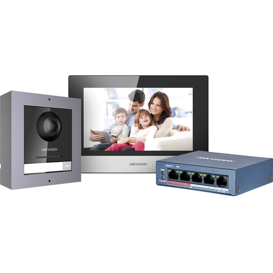 Hikvision 2nd Gen IP Intercom Kit 1 to 1 Modular PSU PoE Switch Surface Mount