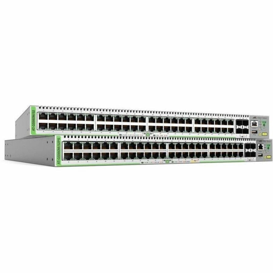 Allied Telesis CentreCOM At-Gs980mx/52 - Switch - L3 Lite - Managed - 48 X 10/100/1000 + 4 X 1 Gigabit / 10 Gigabit SFP+ (Uplink) - Rack-Mountable