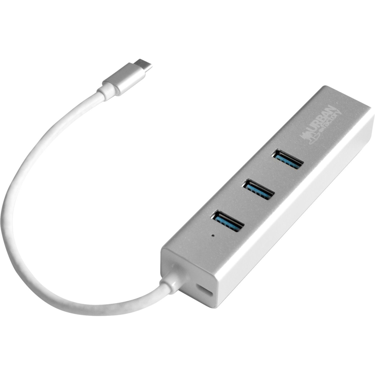 Urban Factory USB/Ethernet Combo Hub - USB Type C - External - Silver Grey