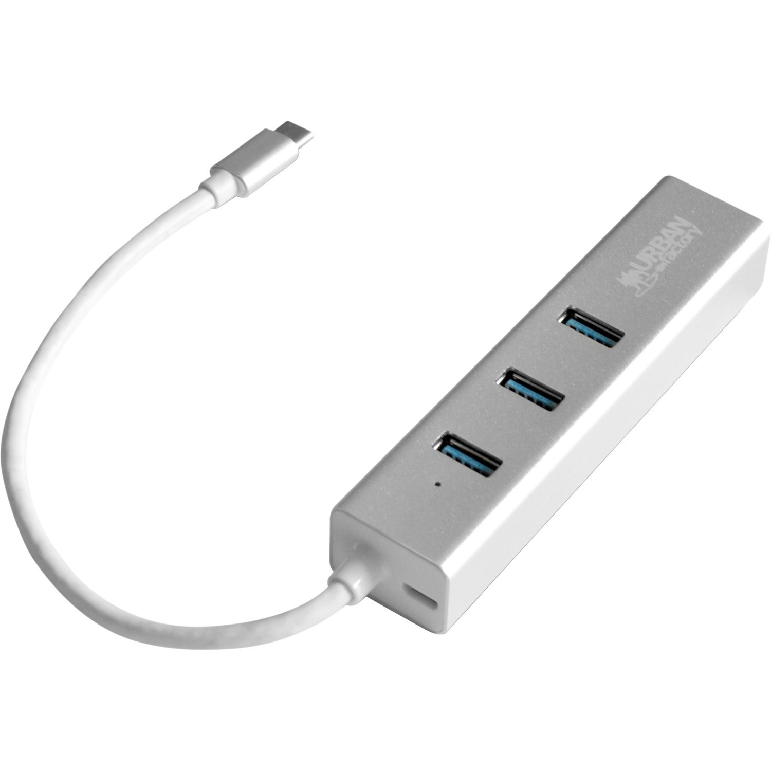 Urban Factory USB/Ethernet Combo Hub - USB Type C - External - Silver Grey