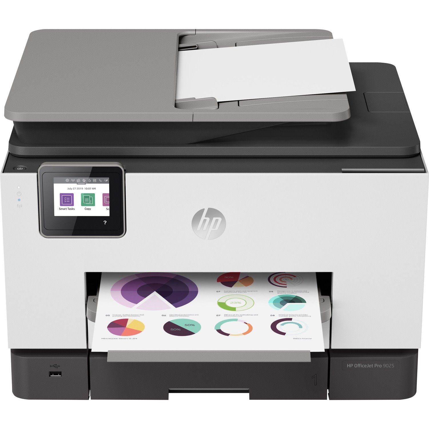 HP Officejet Pro 9025 Inkjet Multifunction Printer-Color-Copier/Fax/Scanner-39 ppm Mono/39 ppm Color Print-4800x1200 dpi Print-Automatic Duplex Print-30000 Pages-500 sheets Input-1200 dpi Optical Scan-Color Fax-Wireless LAN