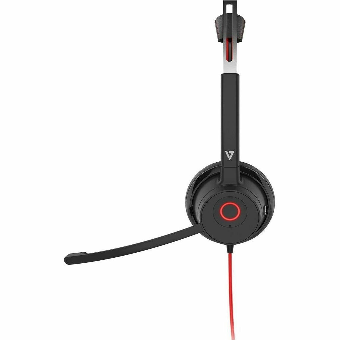 V7 HU621 Premium Headset - Noise Cancellation - ENC Mic - ANC -USB-A/C - Black