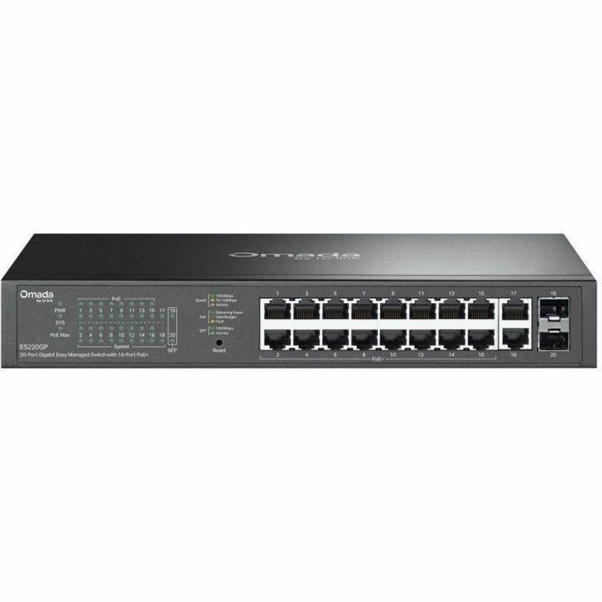TP-LINK OMADA 20-PORT EASY MANAGED GIGABIT SWITCH, POE+(16), POE(2), SFP(2), 150W, 5YR