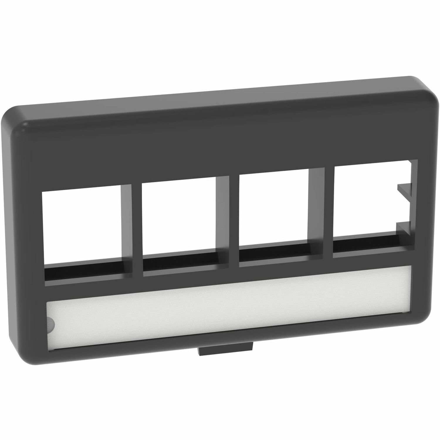 Panduit NetKey&reg; Furniture Faceplate, 4-Port, Black, Label Pocket