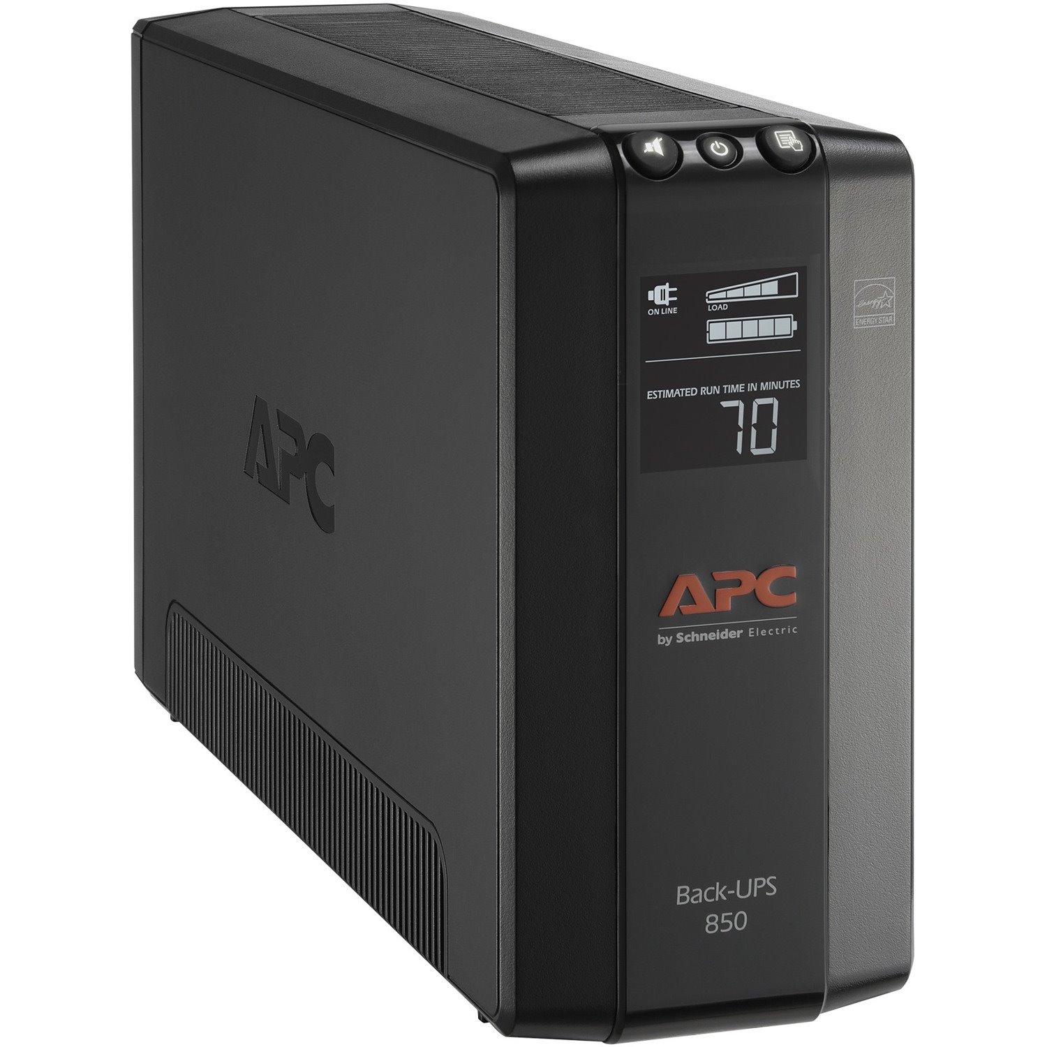 APC Back-UPS 850, Compact Tower, 850VA, 120V, AVR, LCD, 8 NEMA outlets (4 surge)