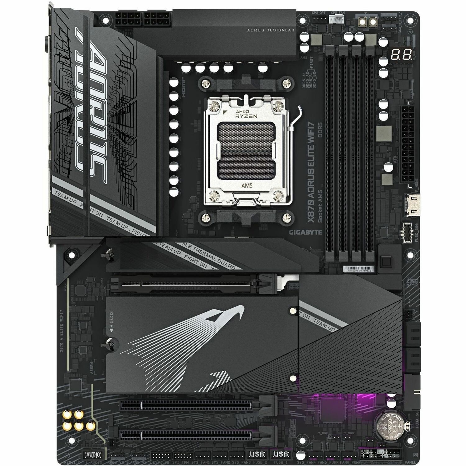 Aorus Ultra Durable X870 AORUS ELITE WIFI7 Gaming Desktop Motherboard - AMD X870 Chipset - Socket AM5 - ATX
