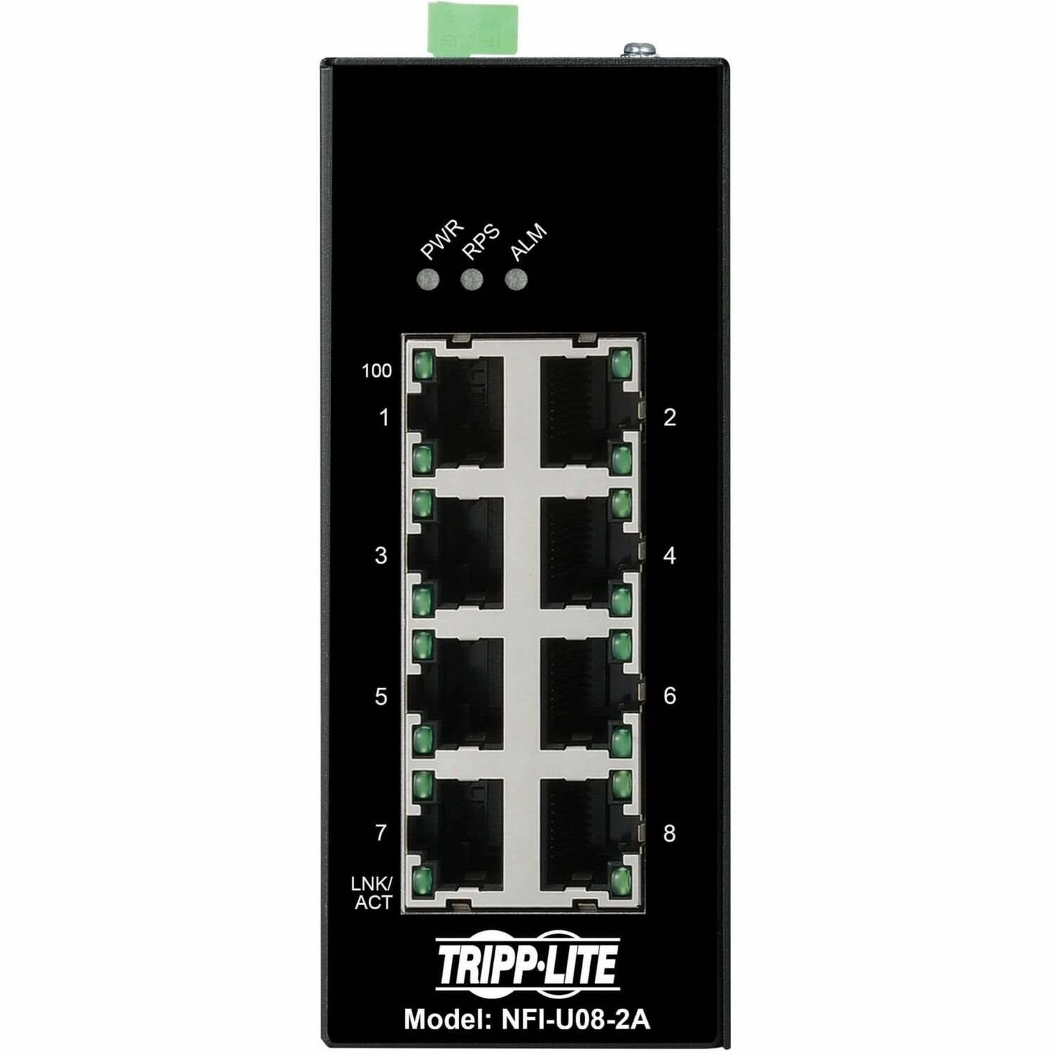 Eaton Tripp Lite Series 8-Port Unmanaged Industrial Ethernet Switch - 10/100 Mbps, Ruggedized, -40&deg; to 75&deg;C, EIP QoS, DIN Mount, TAA