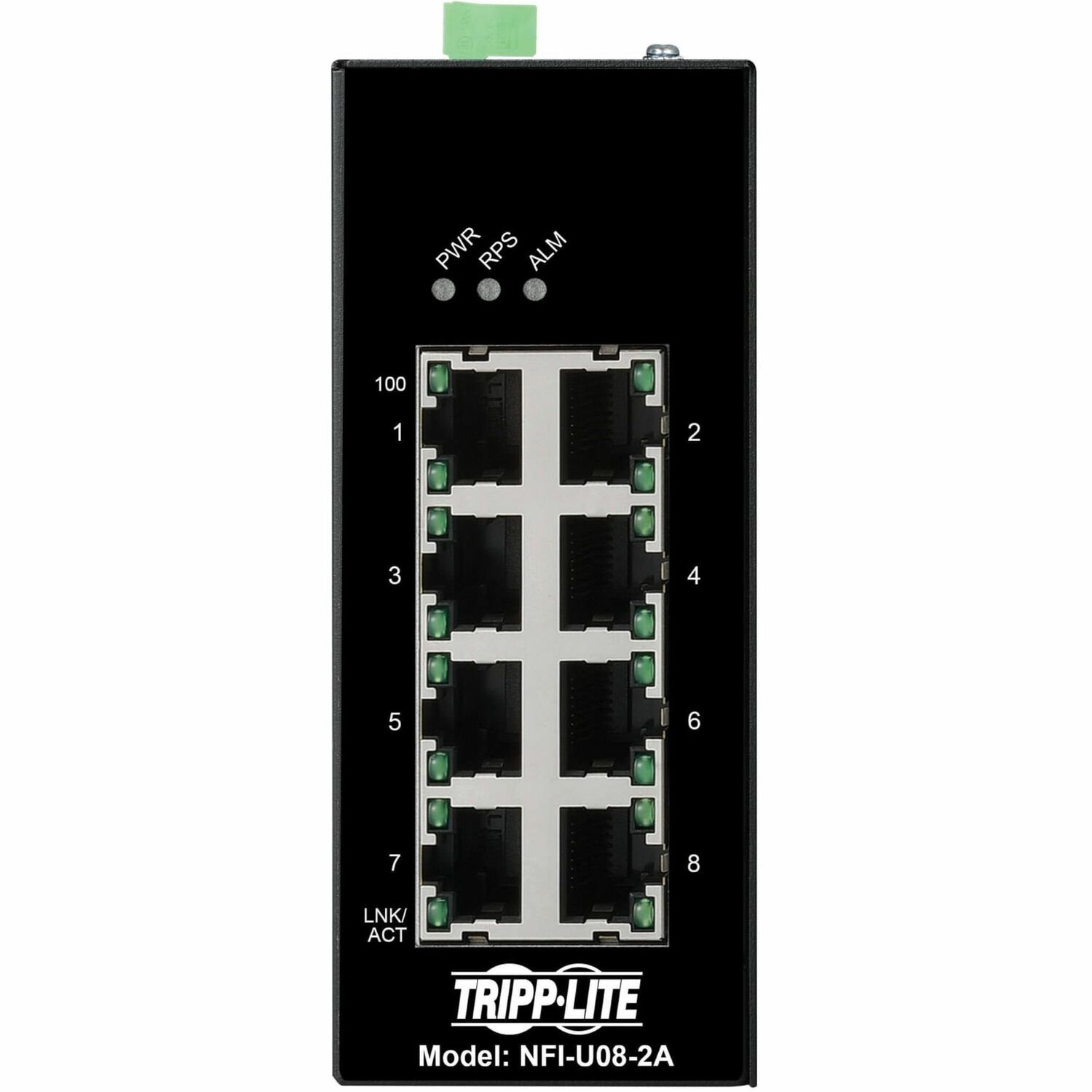 Tripp Lite by Eaton 8-Port Unmanaged Industrial Ethernet Switch - 10/100 Mbps, Ruggedized, -40&deg; to 75&deg;C, EIP QoS, DIN Mount, TAA