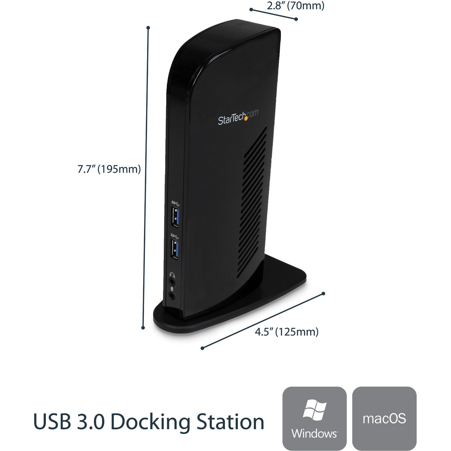 StarTech.com USB 3.0 Docking Station - Compatible with Windows / macOS - Supports Dual Displays - HDMI and DVI - DVI to VGA Adapter Included - USB3SDOCKHD