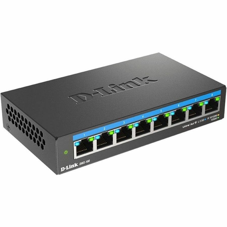 D-Link DMS-108 8.0 Ports Ethernet Switch - 2.5 Gigabit Ethernet, Gigabit Ethernet - 2.5GBase-T, 10/100/1000Base-T