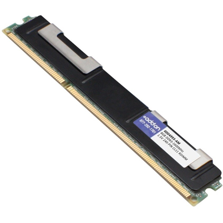 AddOn IBM&reg; 00D4993 Compatible Factory Original 8GB DDR3-1600MHz Registered ECC Dual Rank x8 1.5V 240-pin CL11 RDIMM