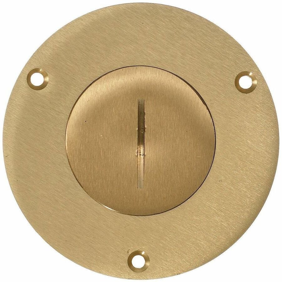 Hubbell Wiring Device-Kellems 1-Gang Cover, Round, Terrazzo Floors, 2-1/8" Threaded Opening, Brass