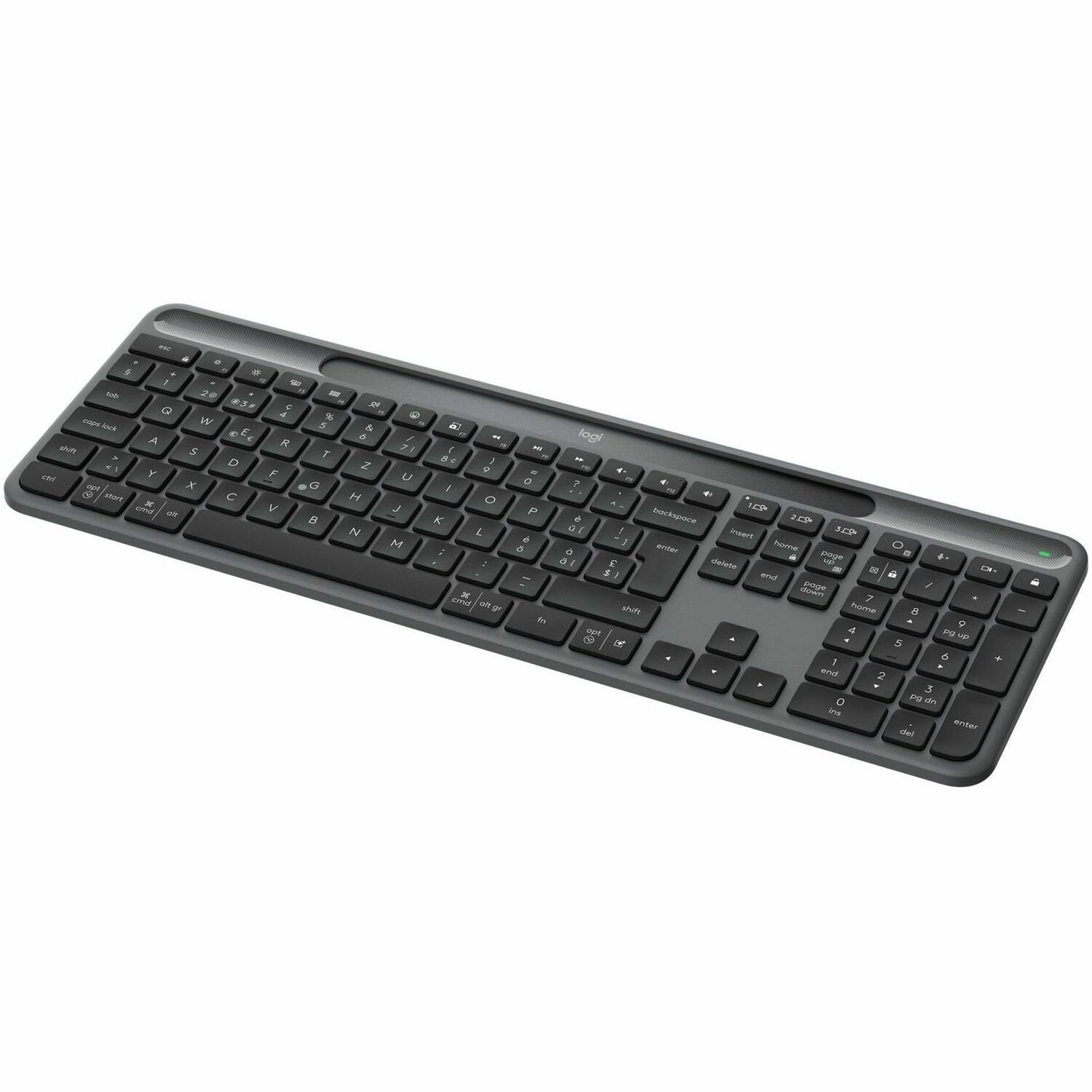 Logitech Signature Slim Solar+ K980 Tastatur - Full-size - Kabellos Konnektivität - USB Typ-A, USB-Typ C Schnittstelle - Deutsch - QWERTZ Layout - Graphit