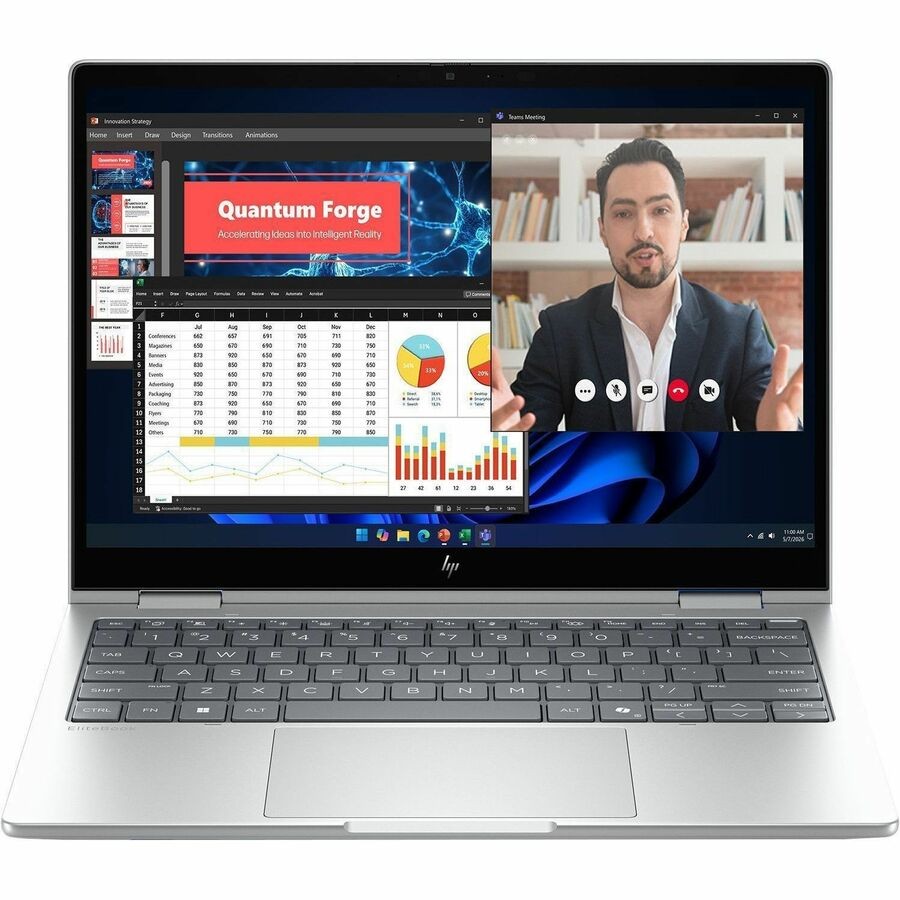 HP EliteBook 8 Flip G2i 13.3" Touchscreen Copilot+ PC Notebook - WUXGA - Intel Core Ultra 7 355 - 16 GB - 512 GB SSD - Glacier Silver
