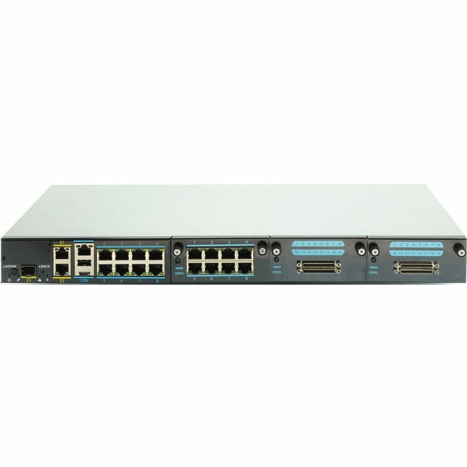 LM83X Console Server with 48 total serial ports, dual DC power