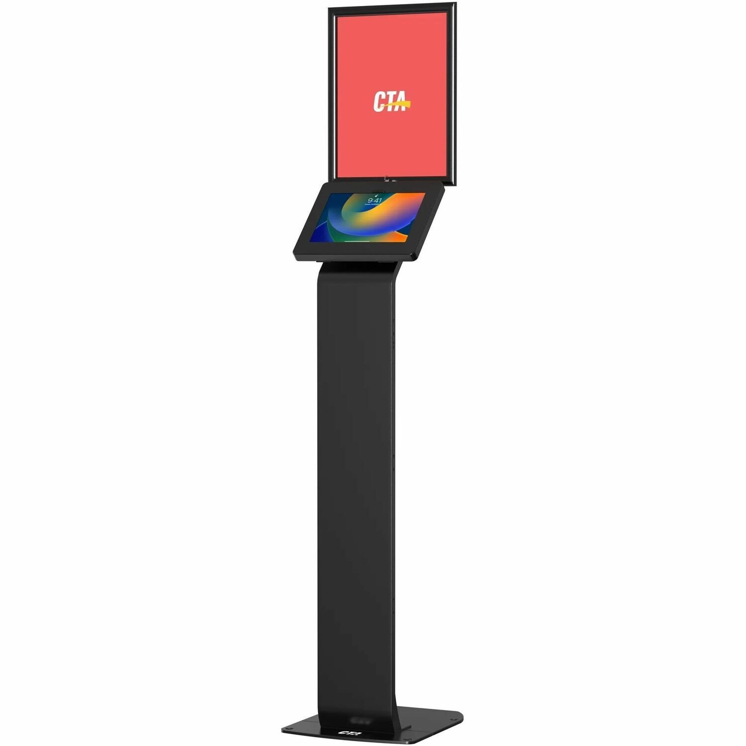CTA Digital Premium Graphic Sign Floor Stand with Security Enclosure - 9.7-11-inch Tablets