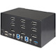 StarTech.com 2 Port Triple Monitor DisplayPort KVM Switch 4K 60Hz UHD HDR, DP 1.2 KVM Switch, 2-Pt USB 3.0 Hub, 4x USB HID, Audio, Hotkey