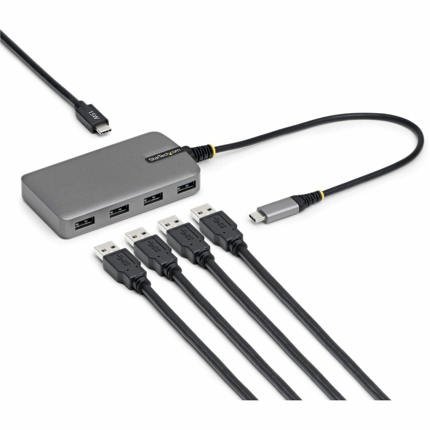 StarTech.com 4-Port USB-C Hub, 5Gbps, Bus Powered, 4x USB-A Ports, USB-C Auxiliary Power Input, Portable USB Type-C Hub