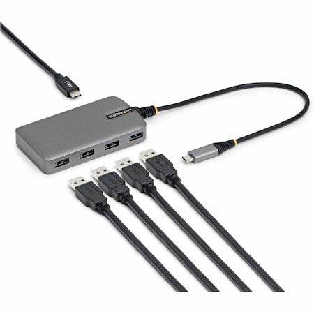 StarTech.com 4-Port USB-C Hub, 5Gbps, Bus Powered, 4x USB-A Ports, USB-C Auxiliary Power Input, Portable USB Type-C Hub