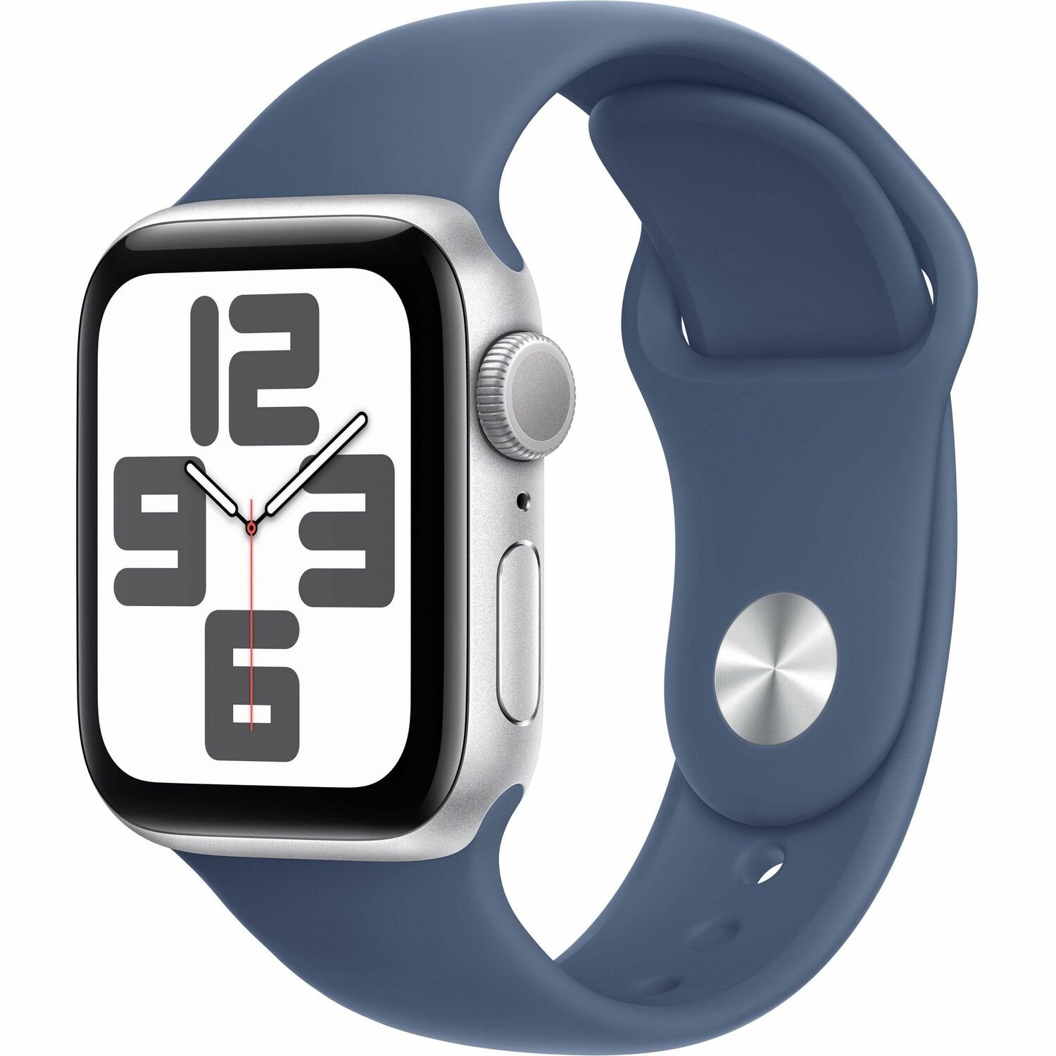 Apple Watch SE Smart Watch - 44 mm Case Height - 38 mm Case Width - Silver Case Color - Denim Band Color - Aluminium Case Material - Wireless LAN