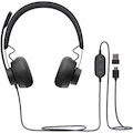Logitech Zone Wired Noise Cancelling Headset, Certified for Microsoft Teams with advanced noise-canceling mic, USB-C with USB-A adapter, graphite.