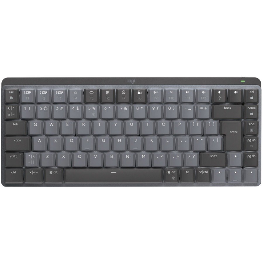 Logitech MX Mechanical Mini Keyboard - Wireless Connectivity - English (US) - QWERTY Layout - Graphite Grey