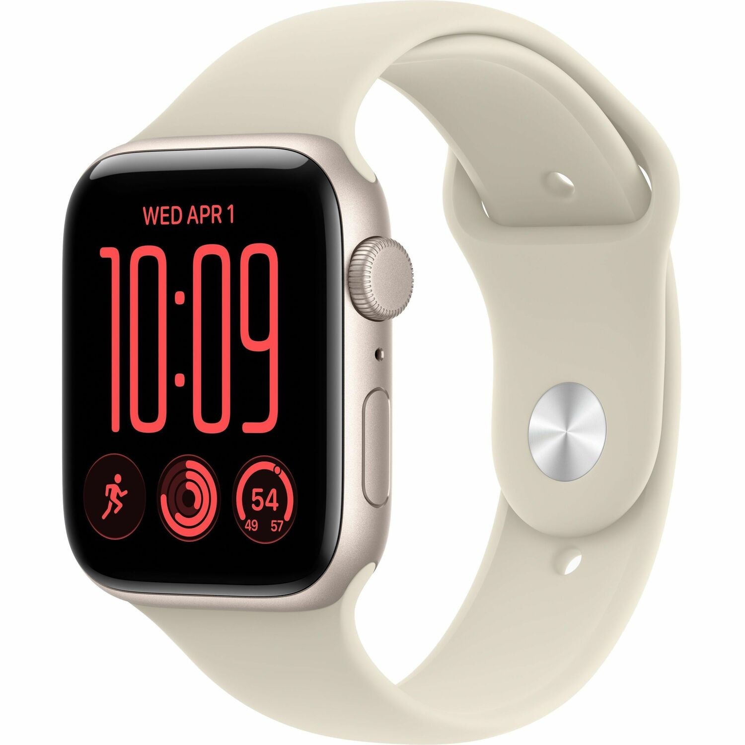 Apple Watch SE 3 Smart Watch - 44 mm Case Height - 38 mm Case Width - Starlight Case Color - Sand Band Color - Aluminium Case Material - Rubber Band Material - Wireless LAN