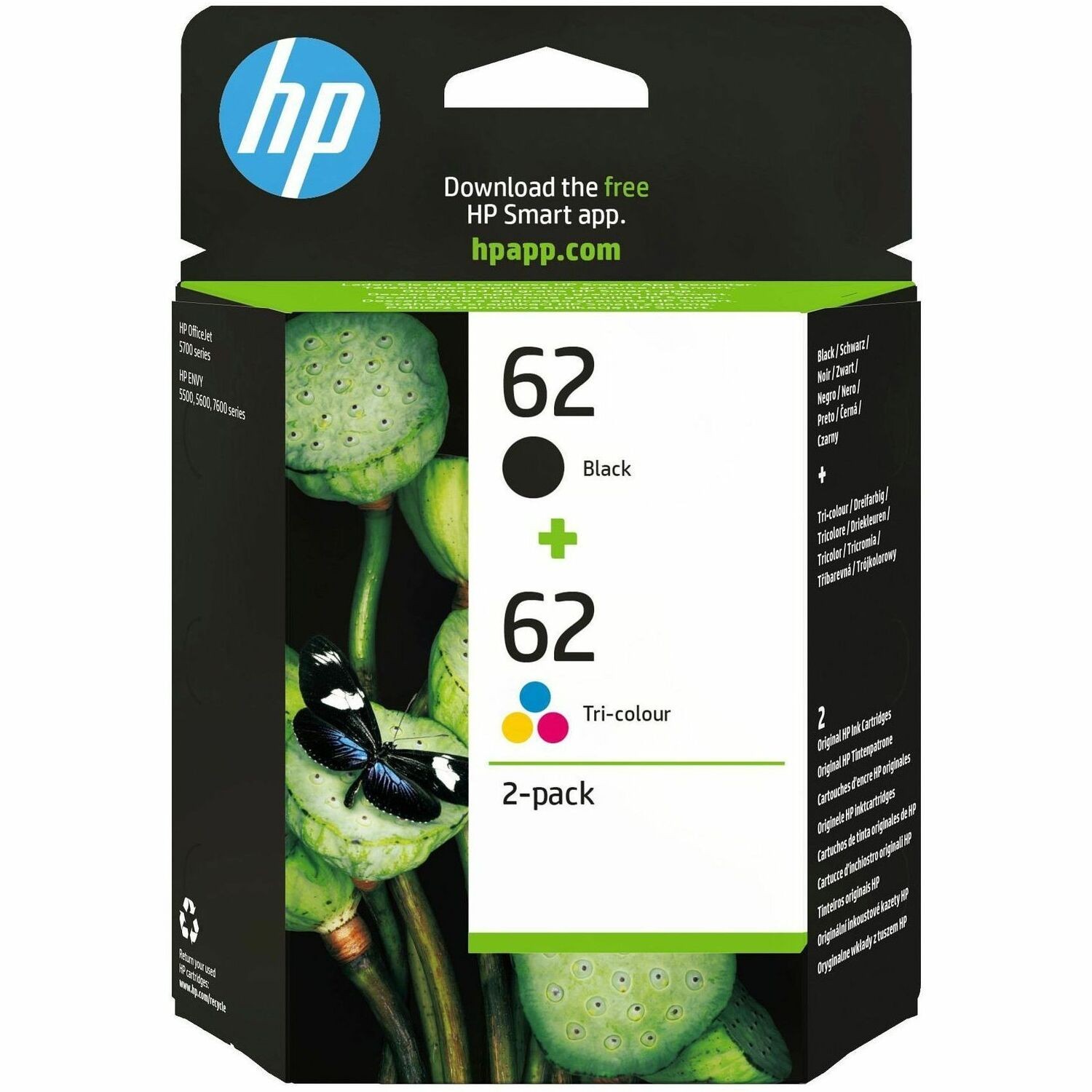 HP 62 Origineel Thermische inkjet Inktcartridge - Zwart, Tri-color - 2 / Pak