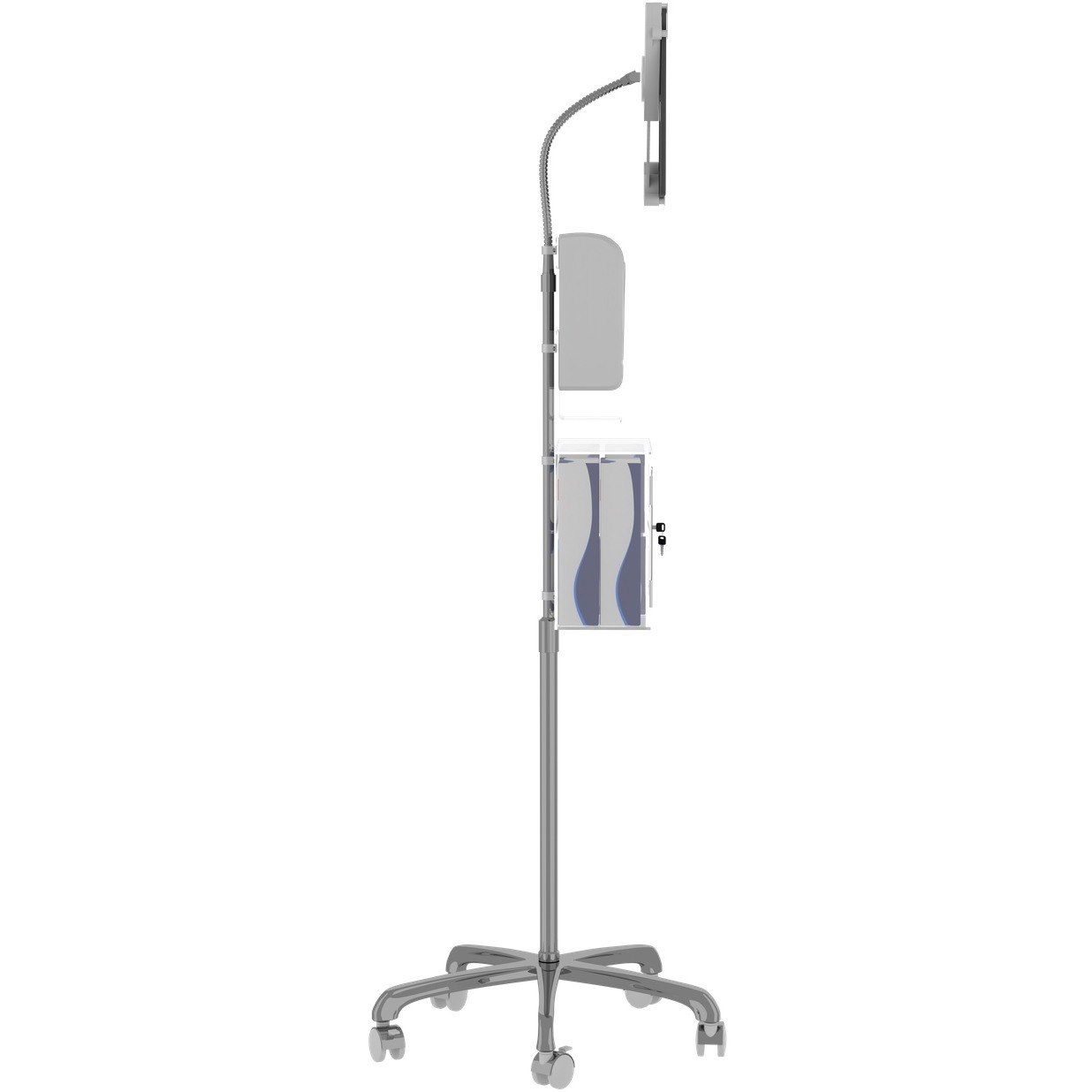 CTA Digital Heavy-Duty Gooseneck Floor Stand for 7-13 Inch Tablets with Sanitizing Station & Automatic Soap Dispenser