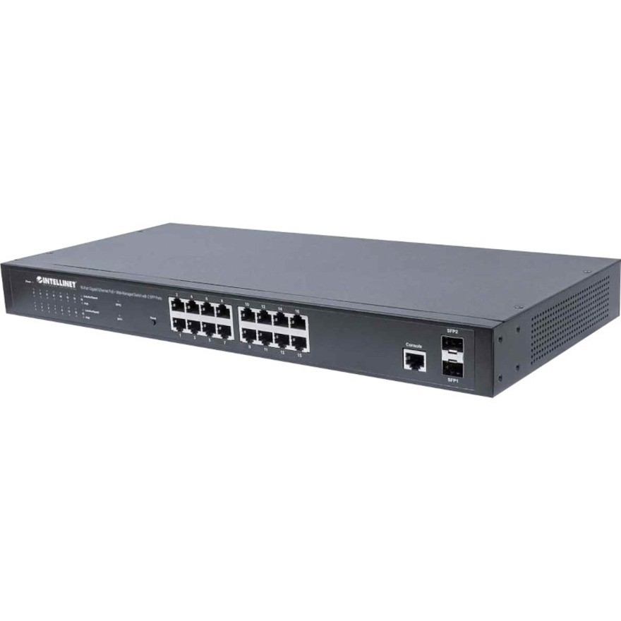 16-Port Gigabit Ethernet PoE+ Web-Managed Switch with 2 SFP Ports, 16 x PoE ports, IEEE 802.3at/af Power over Ethernet (PoE+/PoE), 2 x SFP, Endspan, 19 Rackmount" (UK Power Cord)