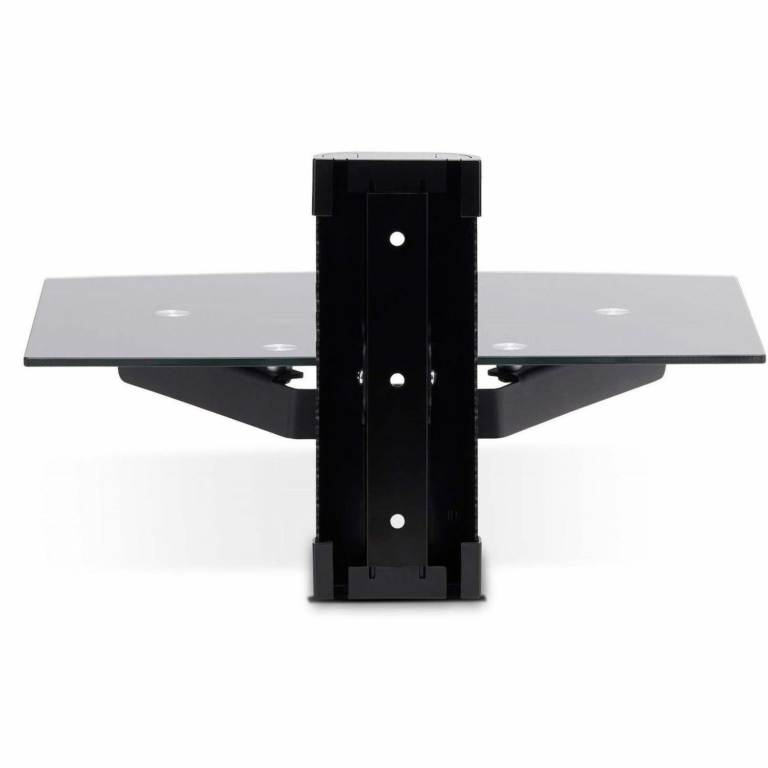 StarTech.com Floating Wall-Mounted AV Shelf, Adjustable Height Shelf For Under TV A/V Equipment, Black Tempered Glass Shelf