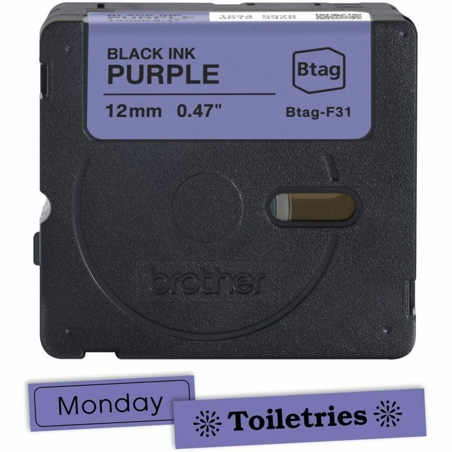 Brother P-touch BTAG-F31 Black on Purple Label Tape