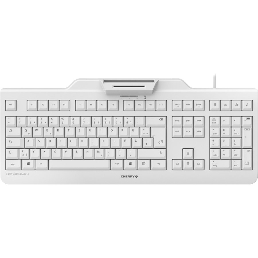 CHERRY SECURE BOARD 1.0 Keyboard - Cable Connectivity - USB Interface - German - QWERTZ Layout - White, Grey