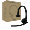 Logitech H570e USB Wired Mono Headset, USB-C, Noise-Canceling Mics, Inline Controls, Certified for Microsoft Teams, Black